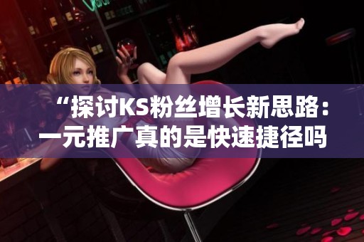 “探讨KS粉丝增长新思路:一元推广真的是快速捷径吗?” “探讨KS粉丝增长新思路:一元推广真的是快速捷径吗?”