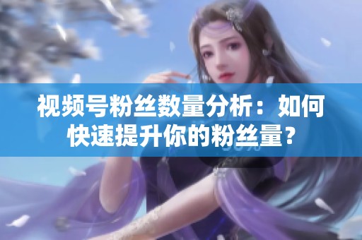 视频号粉丝数量分析：如何快速提升你的粉丝量？