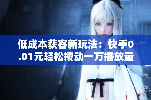 低成本获客新玩法:快手0.01元轻松撬动一万播放量 低成本获客新玩法:快手0.01元轻松撬动一万播放量