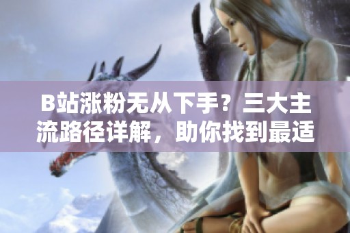 B站涨粉无从下手？三大主流路径详解，助你找到最适合的增长之路！