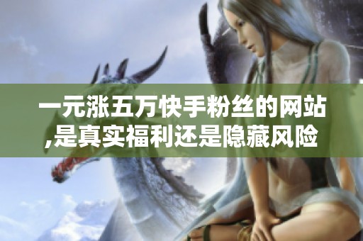 一元涨五万快手粉丝的网站,是真实福利还是隐藏风险?2024最新调查 一元涨五万快手粉丝的网站,是真实福利还是隐藏风险?2024最新调查