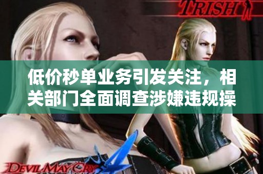 低价秒单业务引发关注,相关部门全面调查涉嫌违规操作 低价秒单业务引发关注,相关部门全面调查涉嫌违规操作