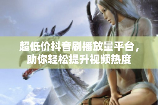 超低价抖音刷播放量平台，助你轻松提升视频热度