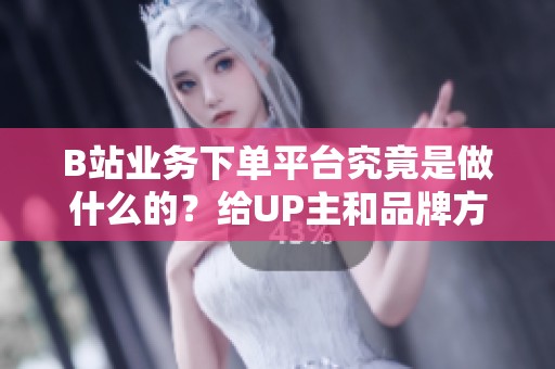 B站业务下单平台究竟是做什么的？给UP主和品牌方的入门说明书