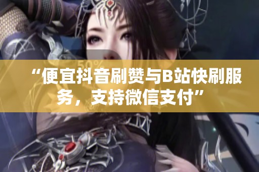 “便宜抖音刷赞与B站快刷服务，支持微信支付”