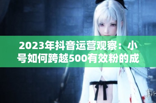 2023年抖音运营观察:小号如何跨越500有效粉的成长瓶颈 2023年抖音运营观察:小号如何跨越500有效粉的成长瓶颈