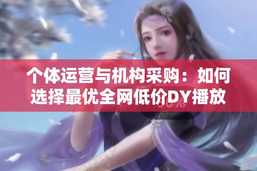 个体运营与机构采购:如何选择最优全网低价DY播放量网站 个体运营与机构采购:如何选择最优全网低价DY播放量网站